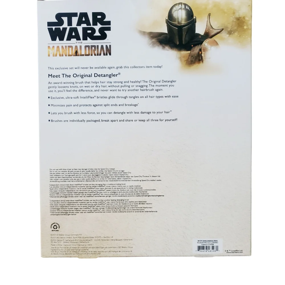 Wet Brush Star Wars Mandalorian Original Detangler Limited Edition 3 Pack NIB